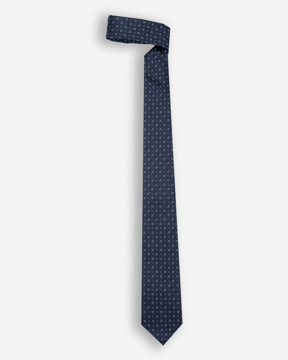 Corbata Color Azul con Diseño de Micro Cuadros