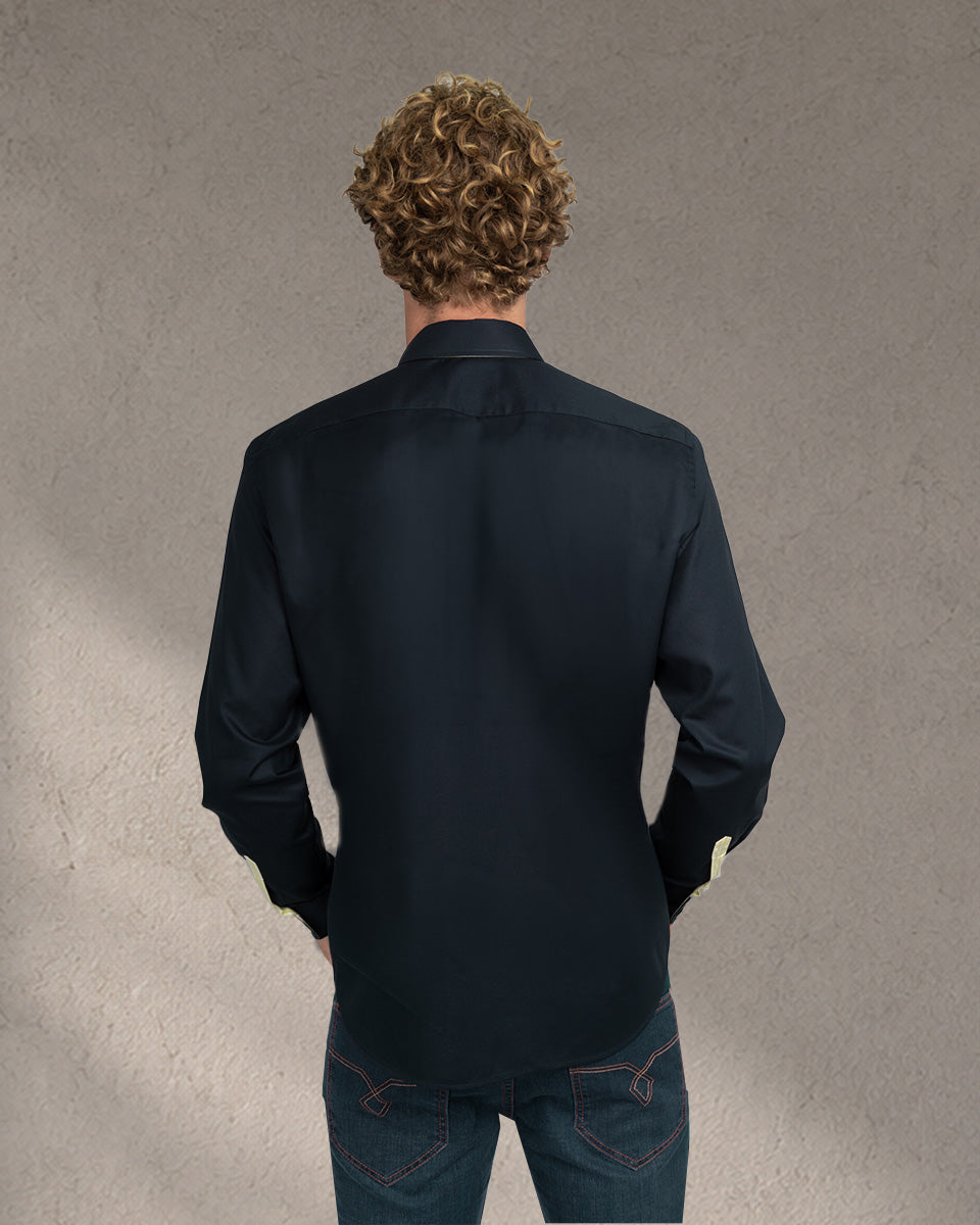 Camisa para Hombre Azul Milano con Doble Cuello