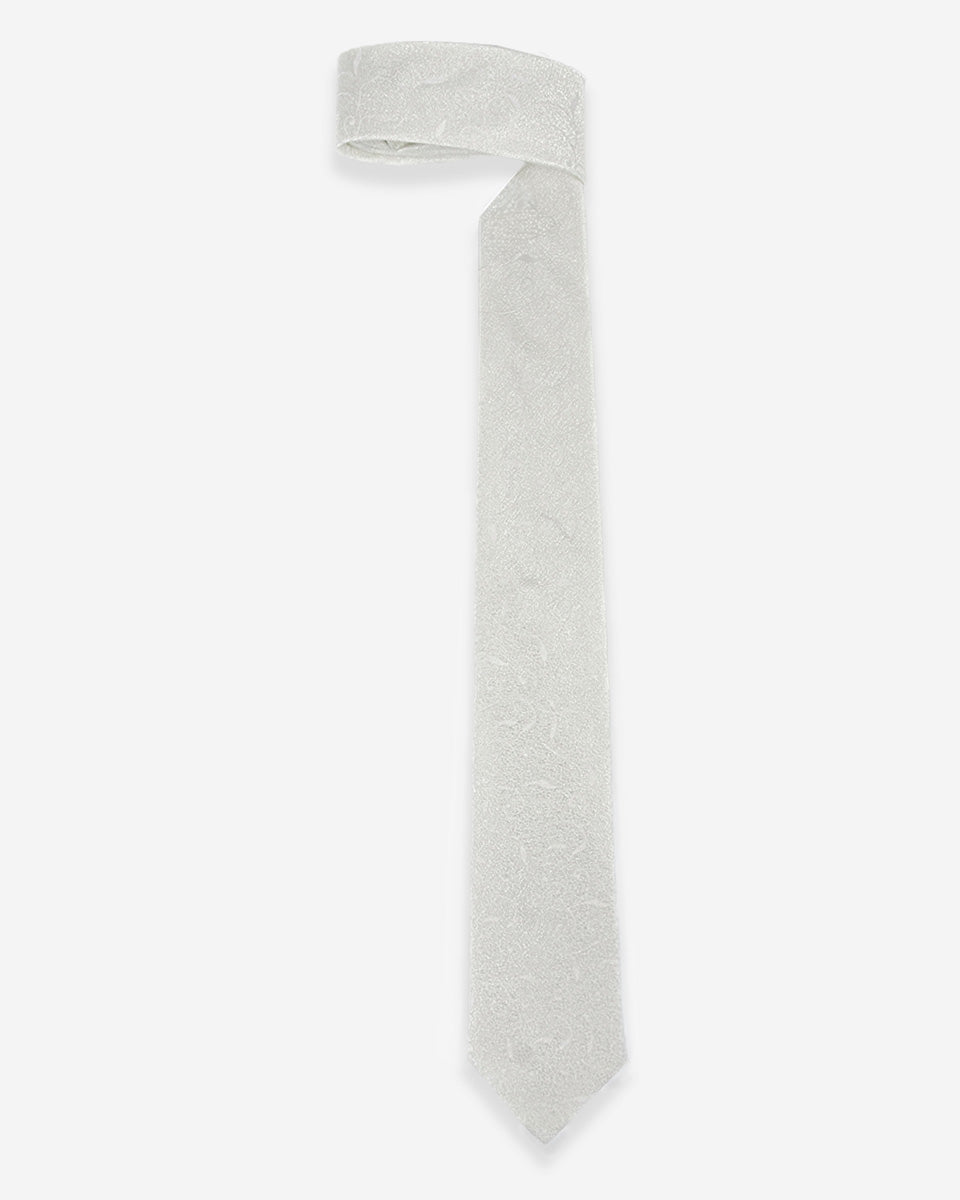 Corbata Color Blanco con Diseño Damasco