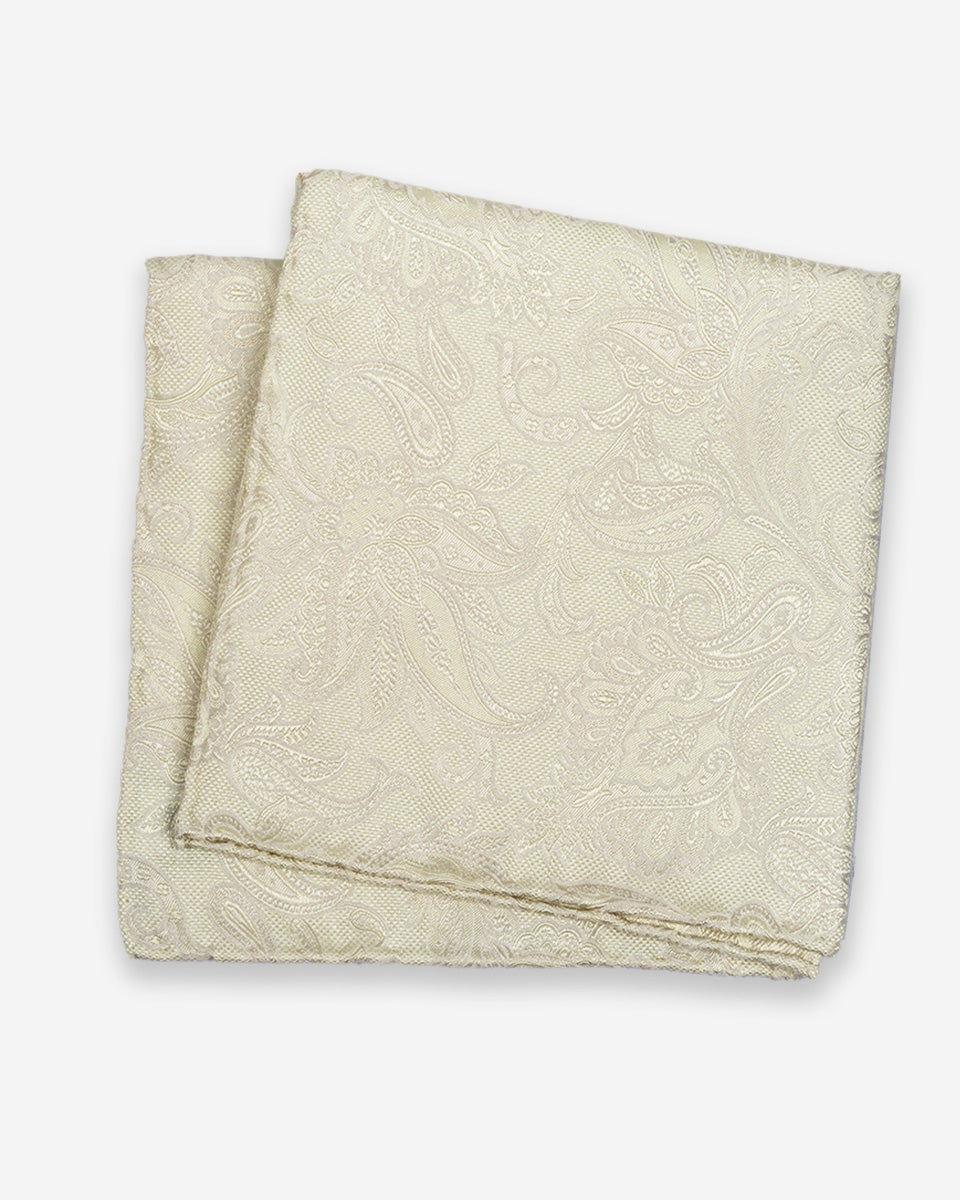Pañuelo de Seda Crema con Estampado Paisley