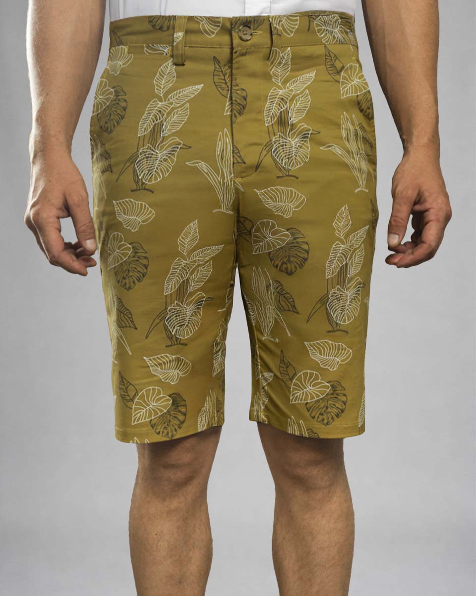 Bermuda Casual de Algodón Estampado color Mostaza