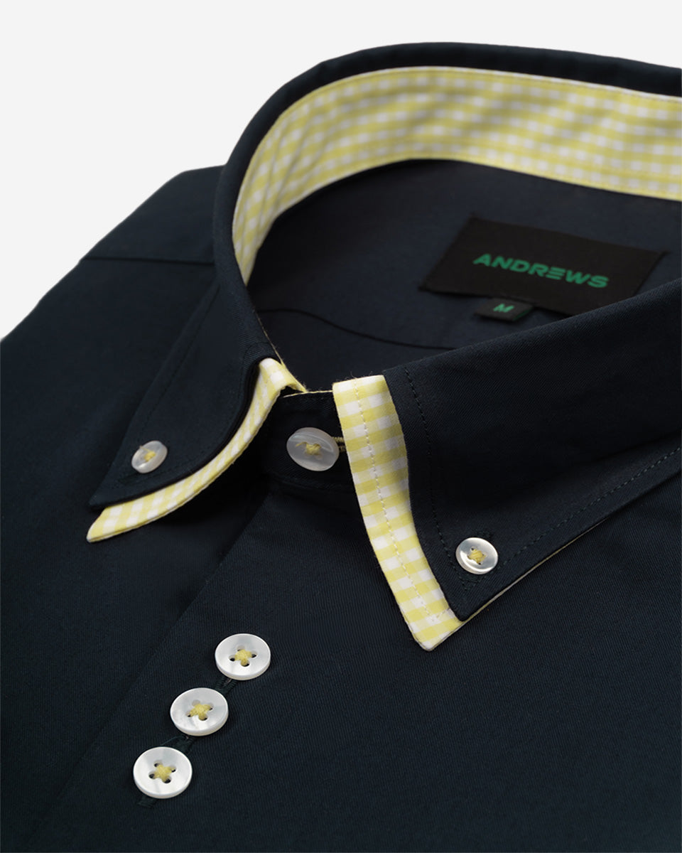 Camisa para Hombre Azul Milano con Doble Cuello