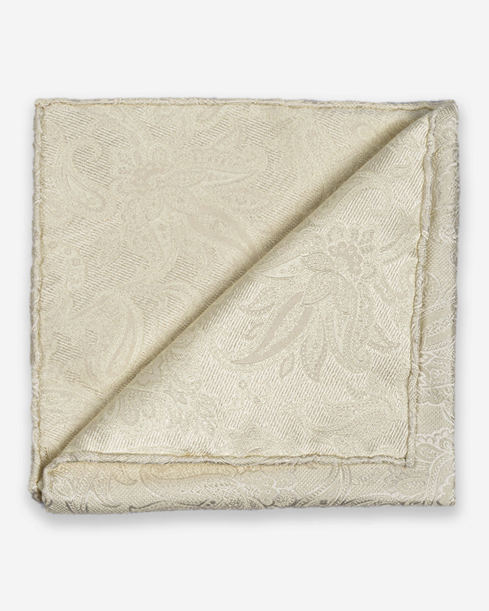 Pañuelo de Seda Crema con Estampado Paisley