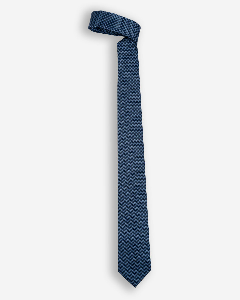 Corbata Color Azul con Textura de Mosaicos