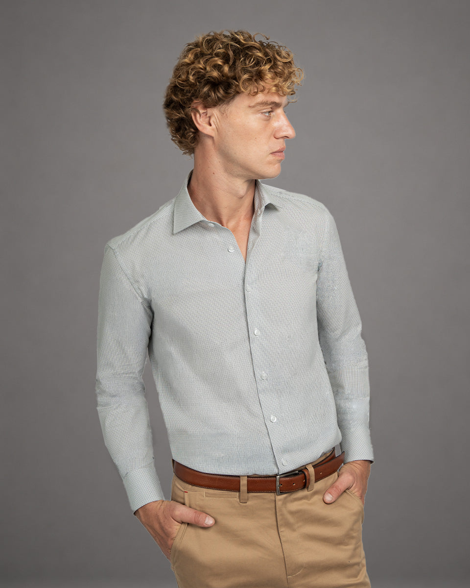 Twill Dress Shirt - Italian Collar, Double Cuff, Regular Fit, White