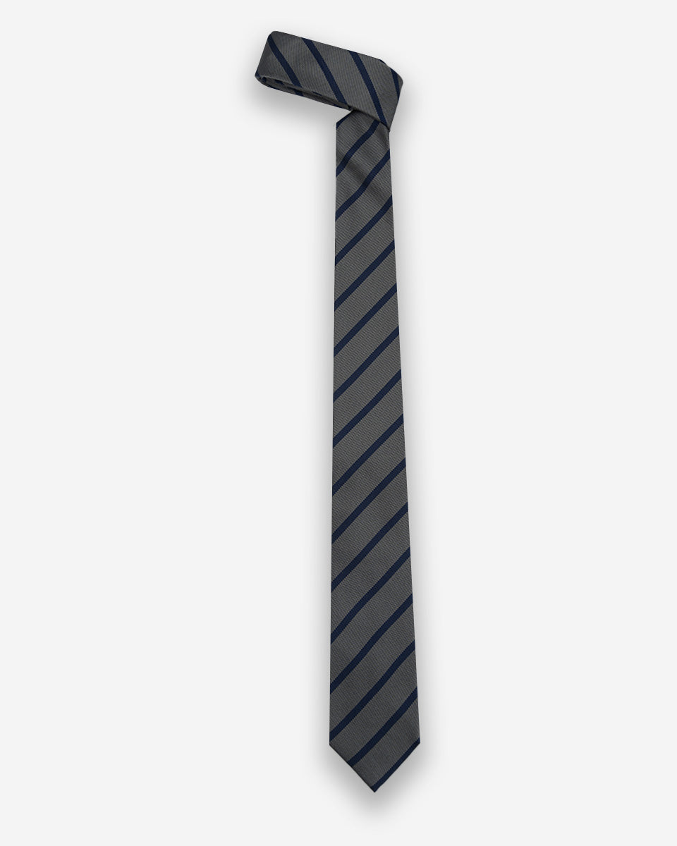 Corbata Color Gris con Rayas Azules