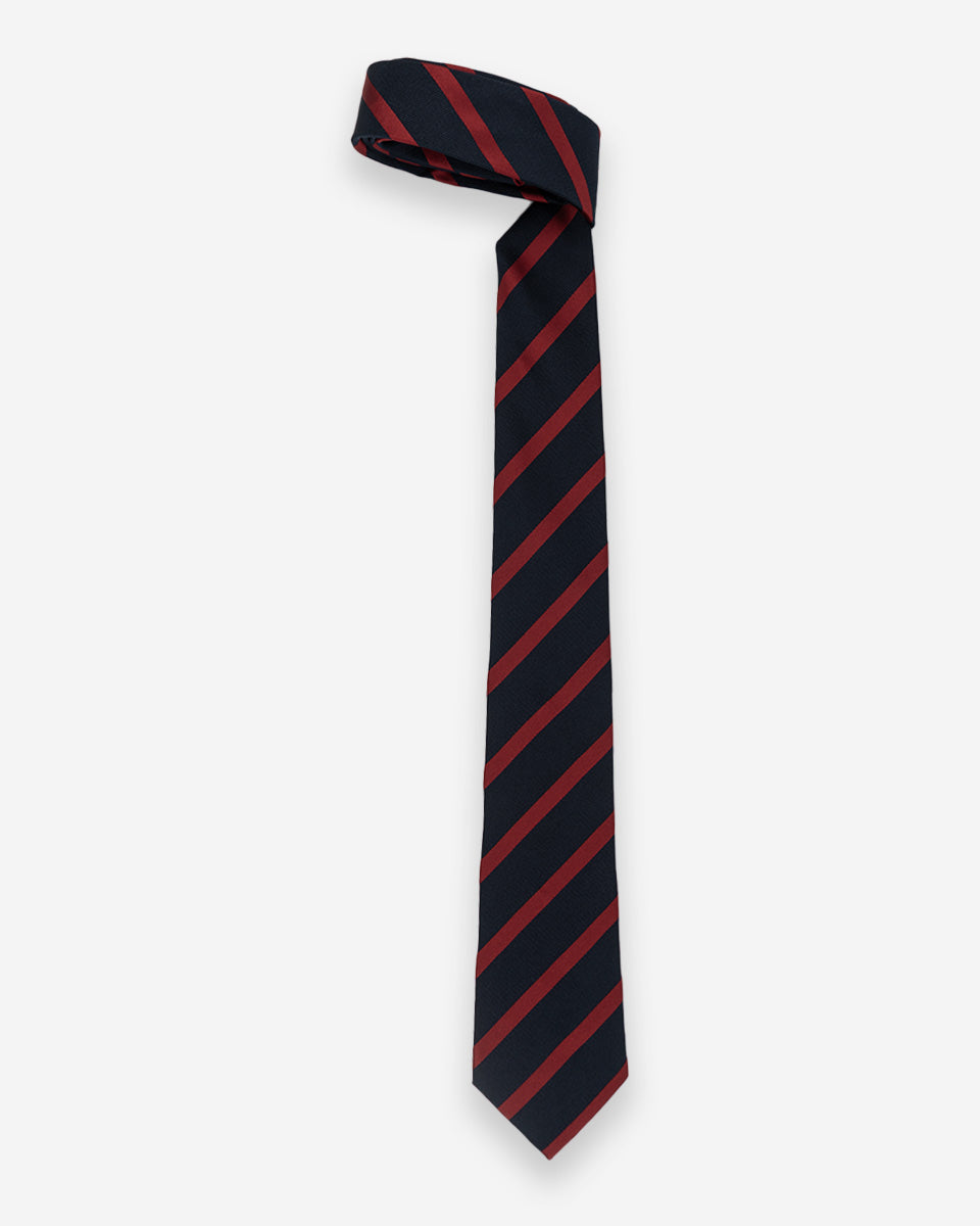 Corbata Color Azul con Franjas Rojas