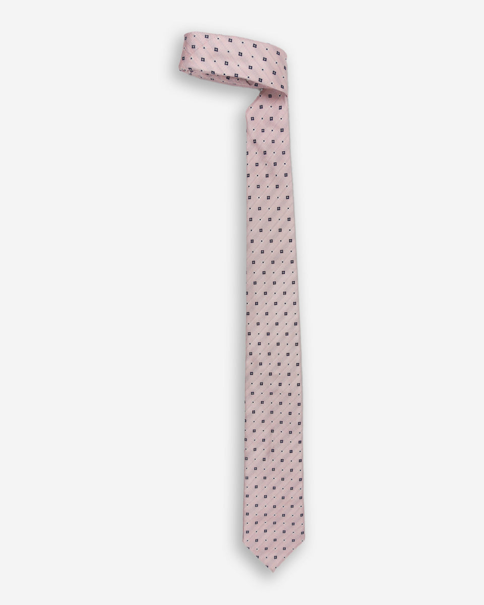 Corbata Color Rosado con Flores Azules y Blancas