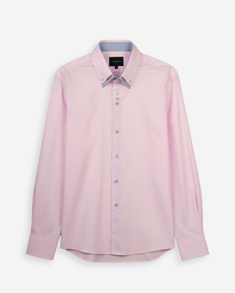 Camisa para Hombre Rosada Milano con Doble Cuello