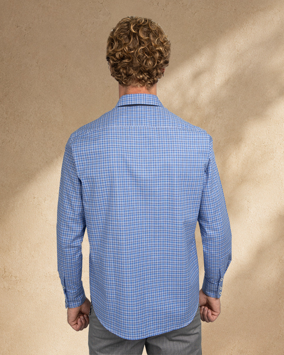 Camisa para Hombre de Algodón Pima Azulino a Cuadros | Colección inspirada en Arezzo