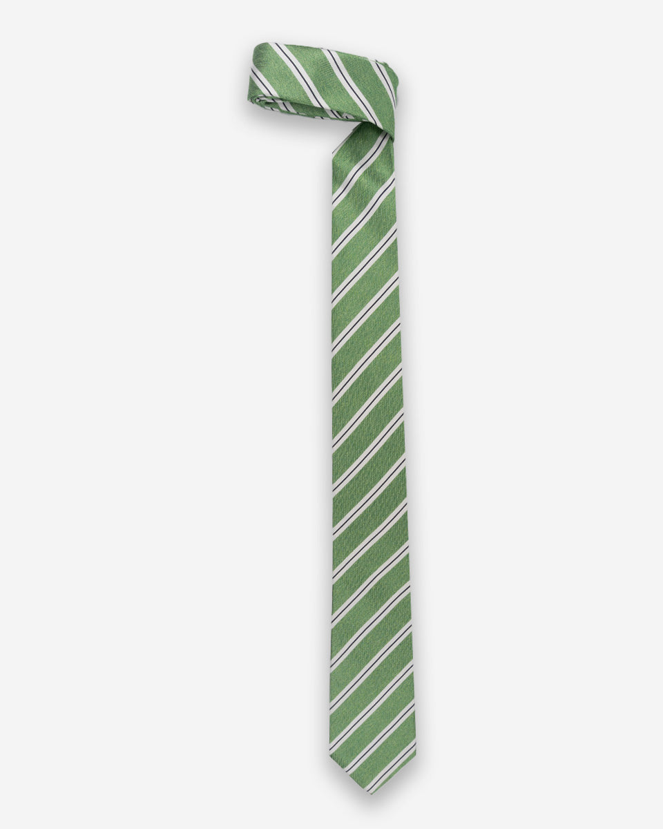 Corbata Color Verde con Líneas Blancas y Negras