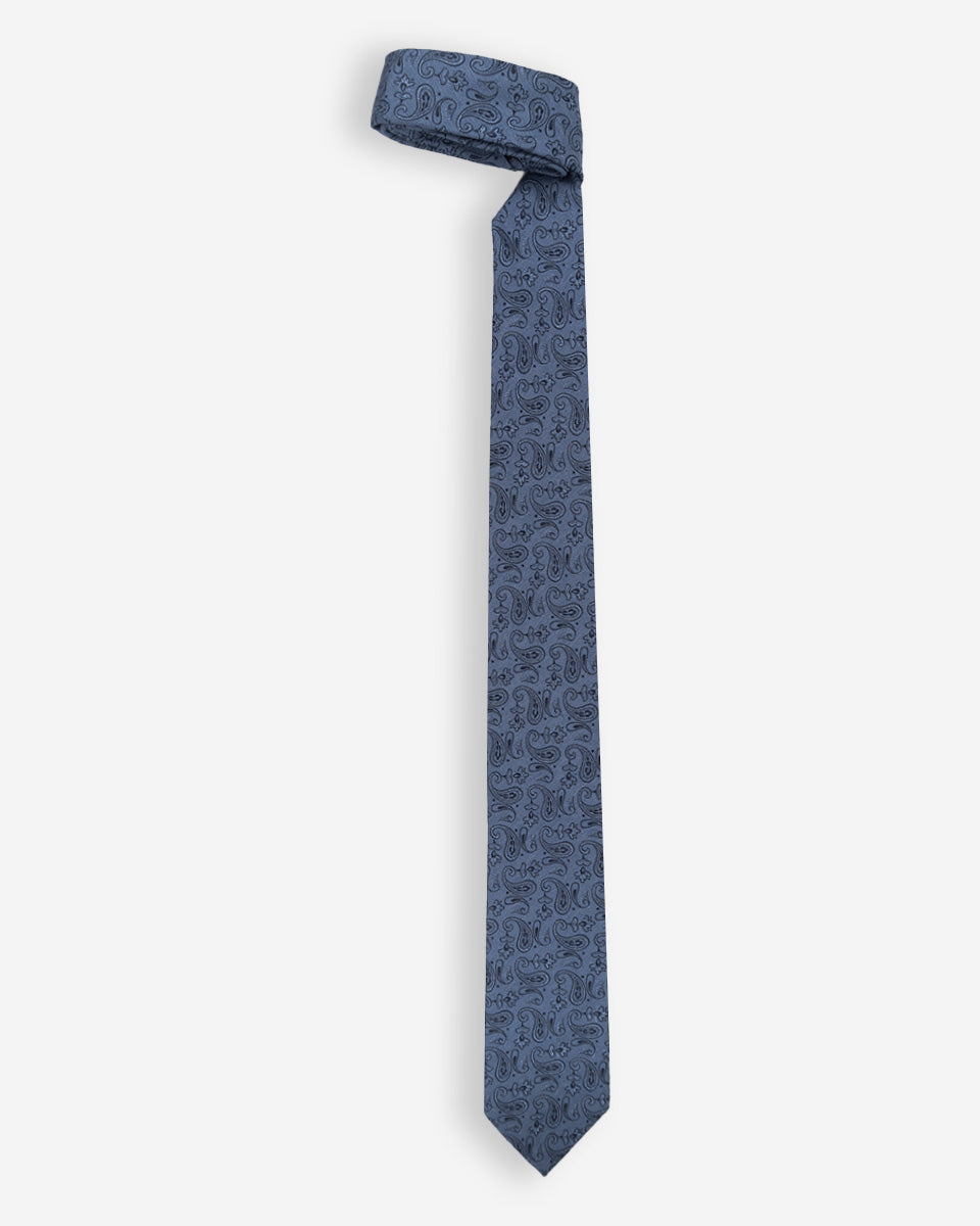 Corbata Color Celeste con Diseño Paisley Azul