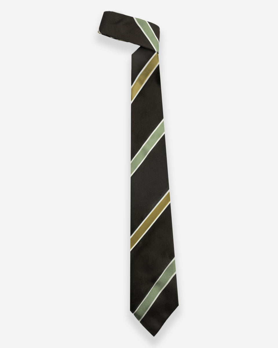Corbata Hombre Marrón Oscuro con Raya Verde