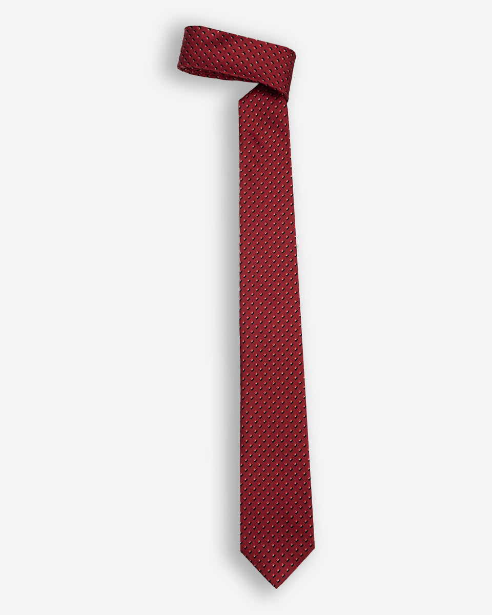 Corbata Color Rojo con Diseño Geométrico
