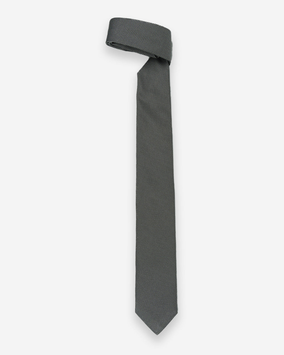 Corbata Gris con Micro Cuadros Negro