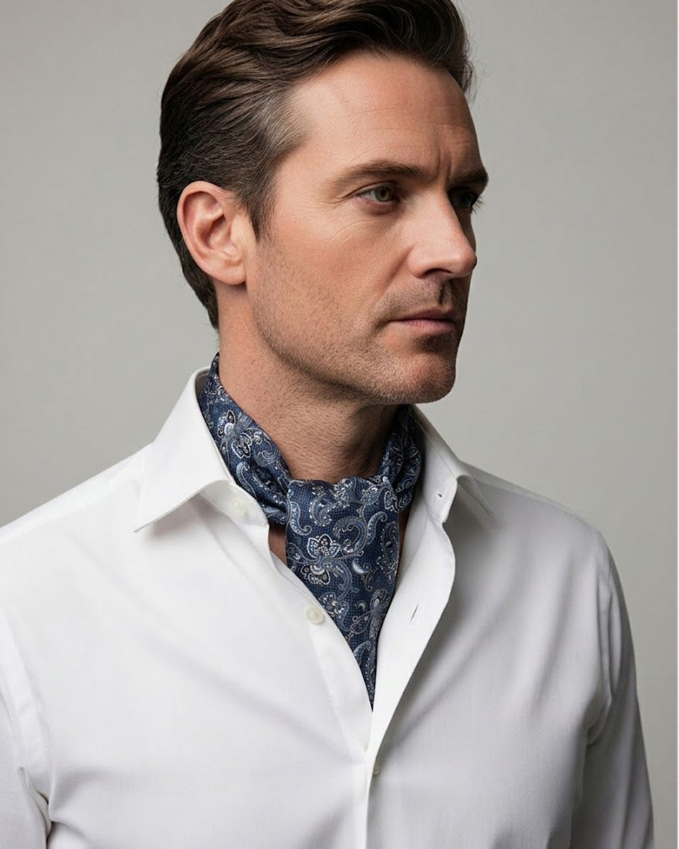 Bufanda - Foulard Azul con Diseño Paisley