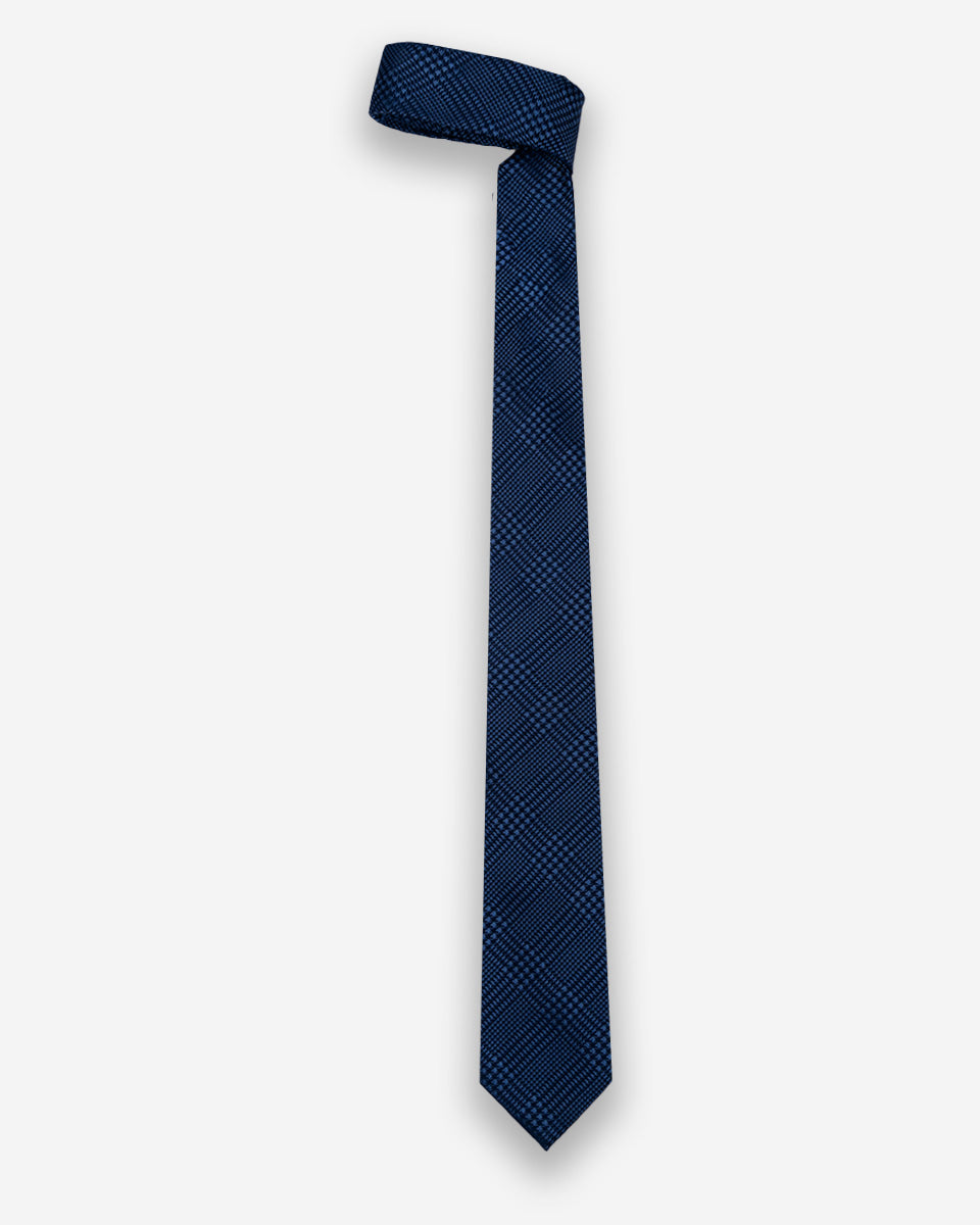Corbata Color Azul con Patrón Geométrico