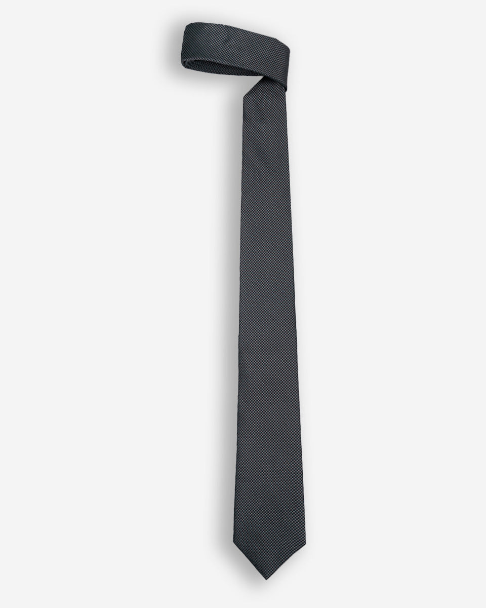 Corbata Color Gris con Diseño de Micro Cuadros