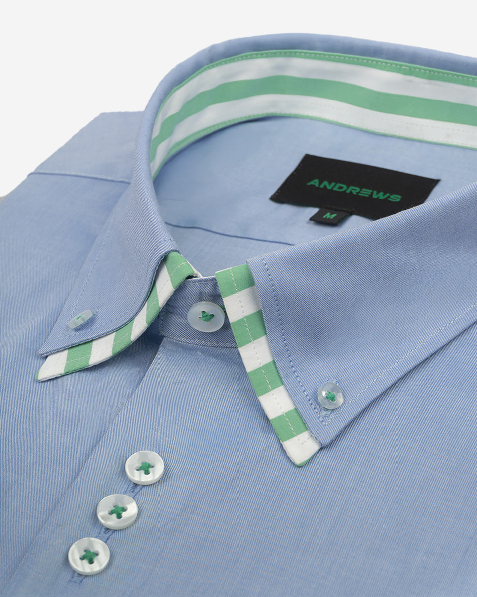 Camisa para Hombre Celeste Milano con Doble Cuello