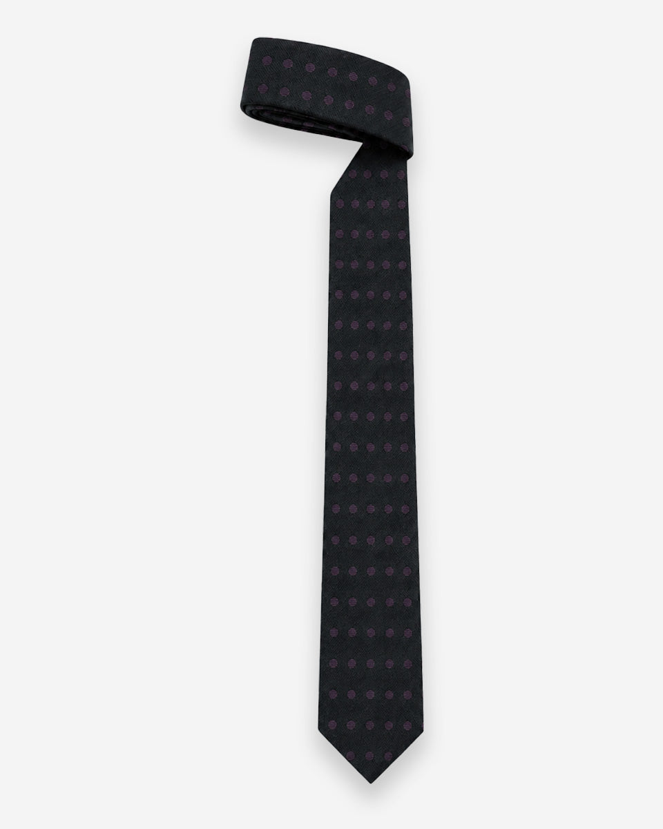 Corbata Color Azul con Diseño de Puntos Morados