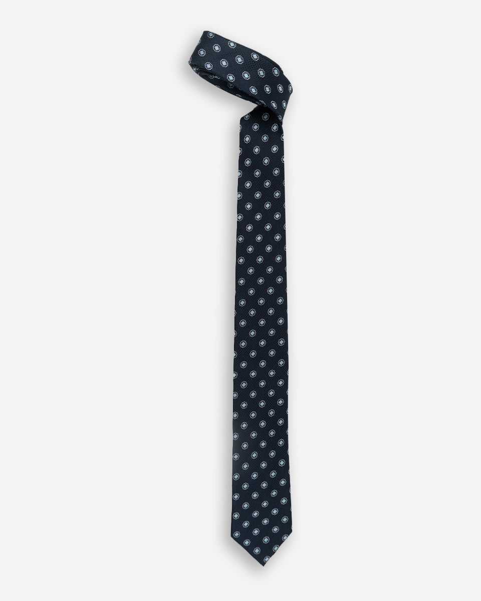 Corbata Color Azul con Diseño de Flores Celestes