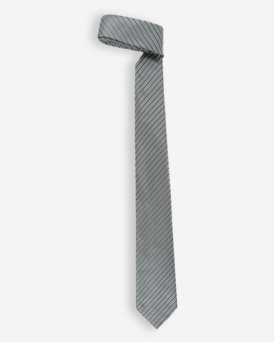 Corbata Color Gris con Rayas Blancas Delgadas