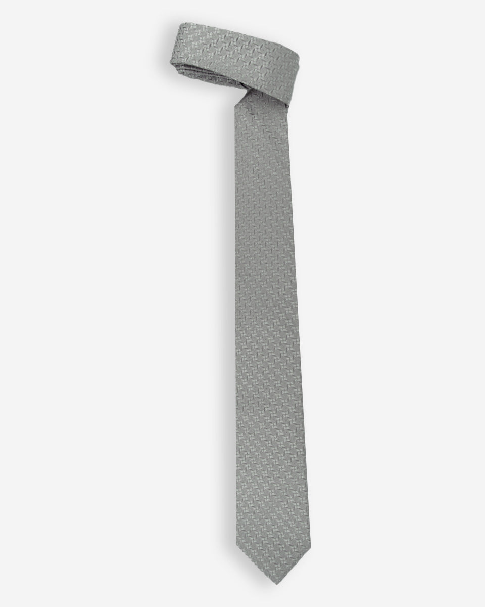 Corbata Gris con Diseño Geométrico Texturizado