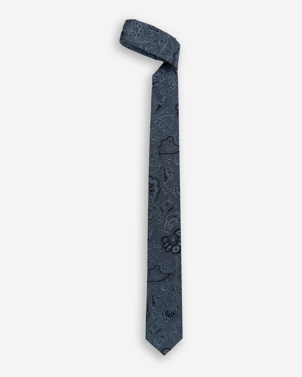 Corbata Color Azul con Diseño Paisley a Tono