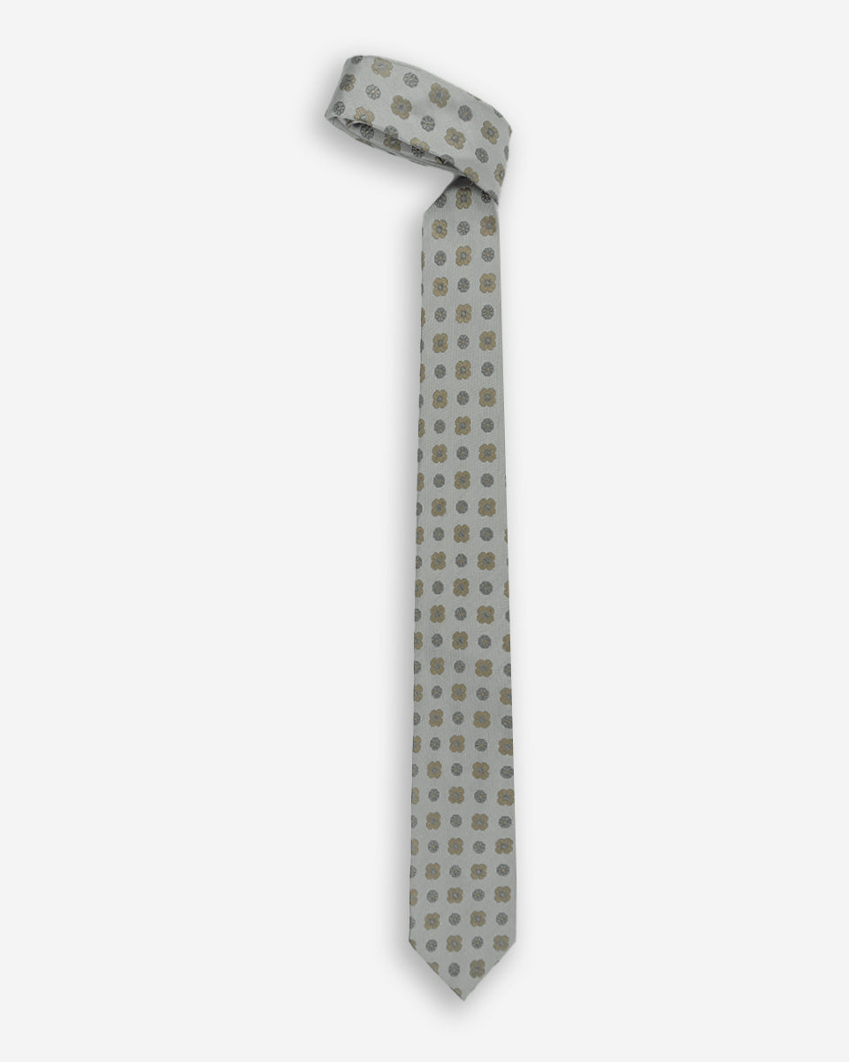 Corbata Color Gris con Diseño Floral