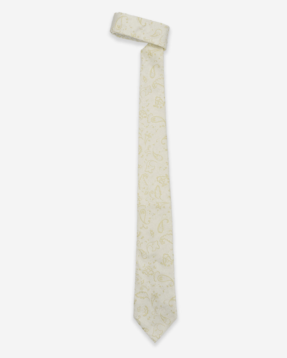 Corbata Color Crema con Diseño Paisley