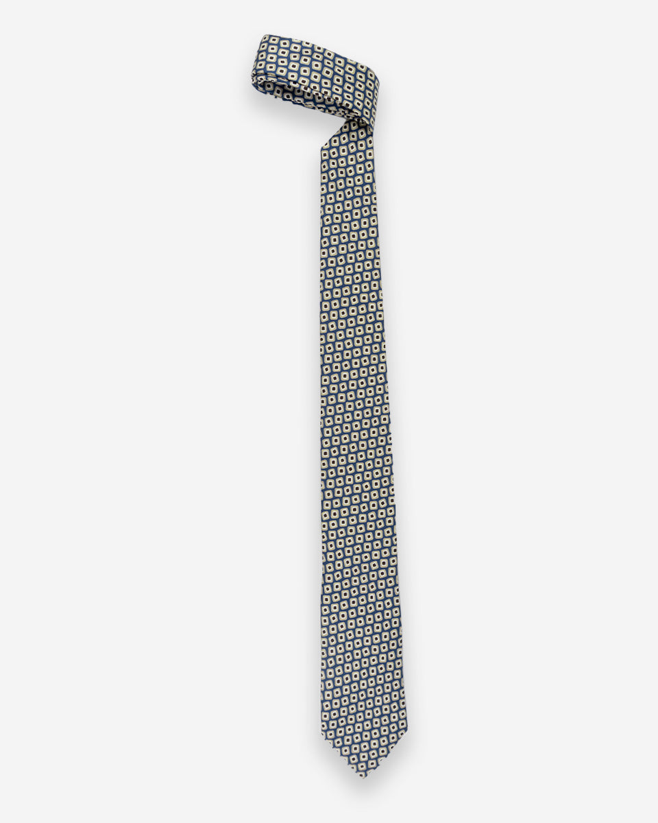 Corbata Color Azul con Cuadros Marrones