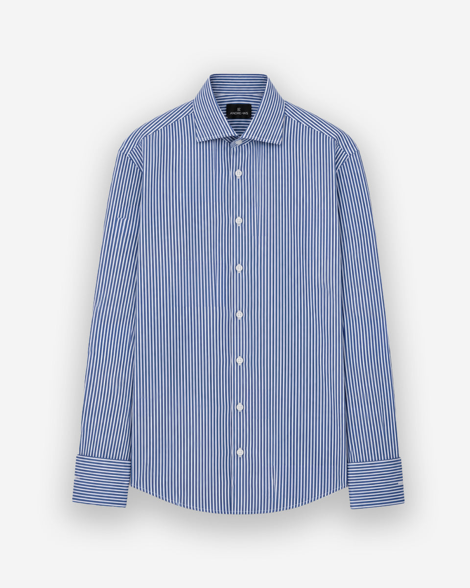 Camisa de Vestir para Hombre Savile - Azulino con Rayas Blancas - Puño gemelo