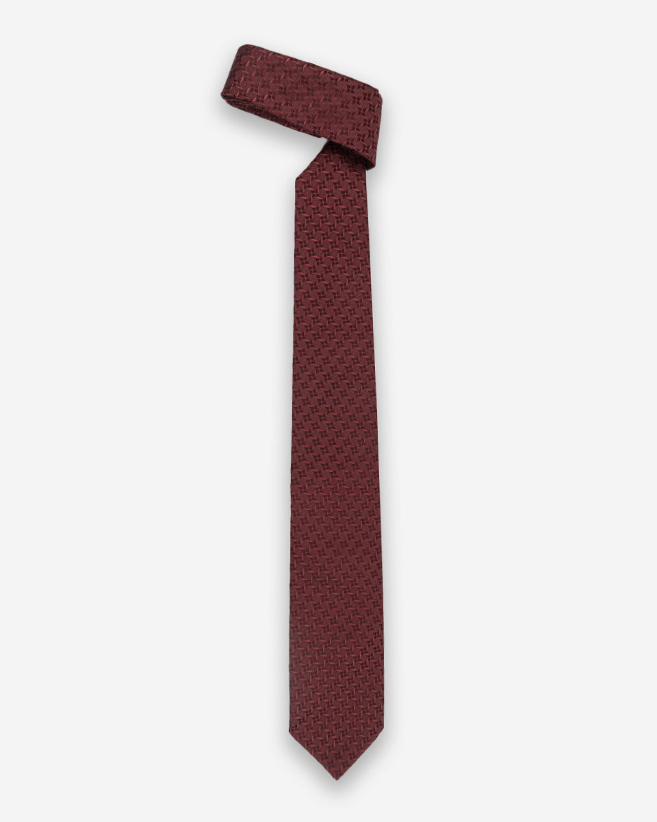 Corbata Granate con Diseño Geométrico Texturizado