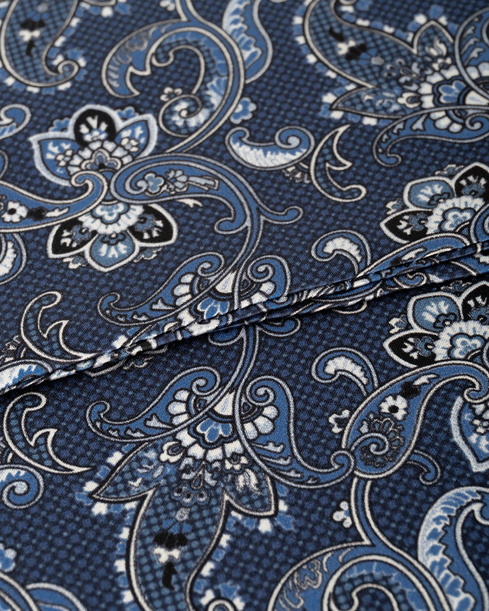 Bufanda - Foulard Azul con Diseño Paisley