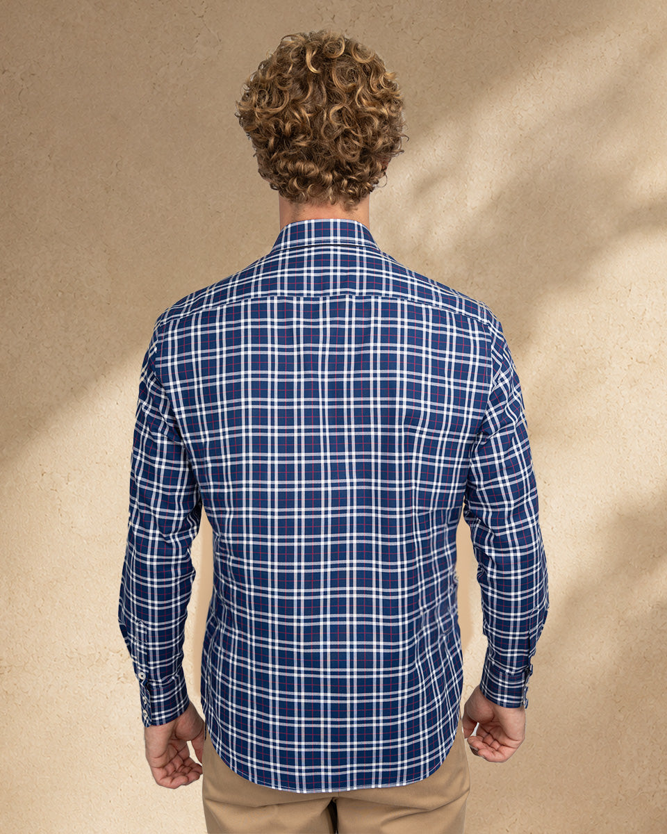 Camisa para Hombre de Algodón Pima Azul a Cuadros | Colección inspirada en Arezzo
