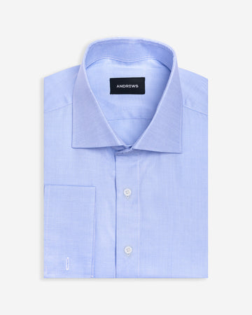 Camisa Vestir Azul para Hombre con Puño Doble Uso