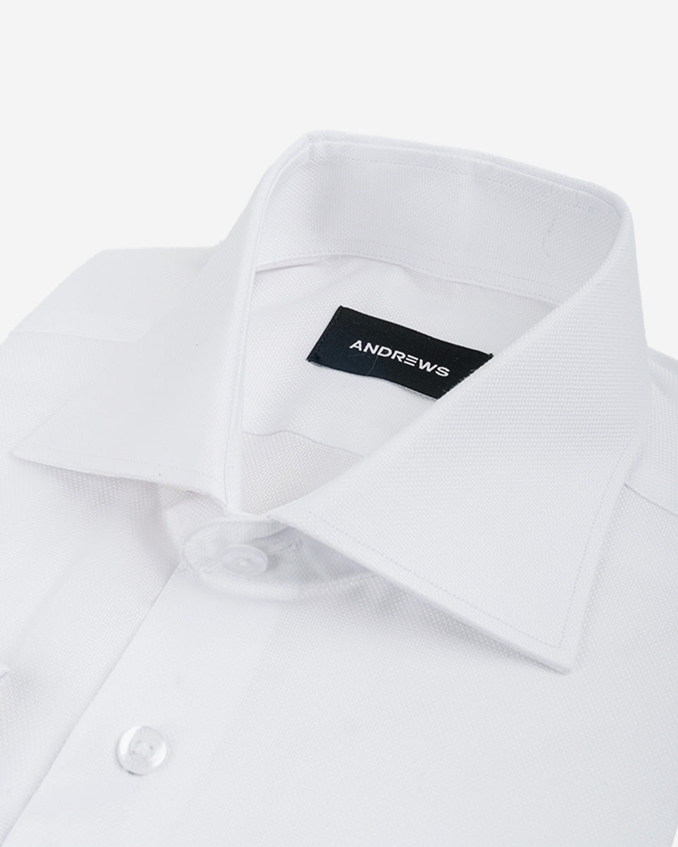 Camisa Vestir Oxford - Cuello Italiano  gemelo redondo regular blanco
