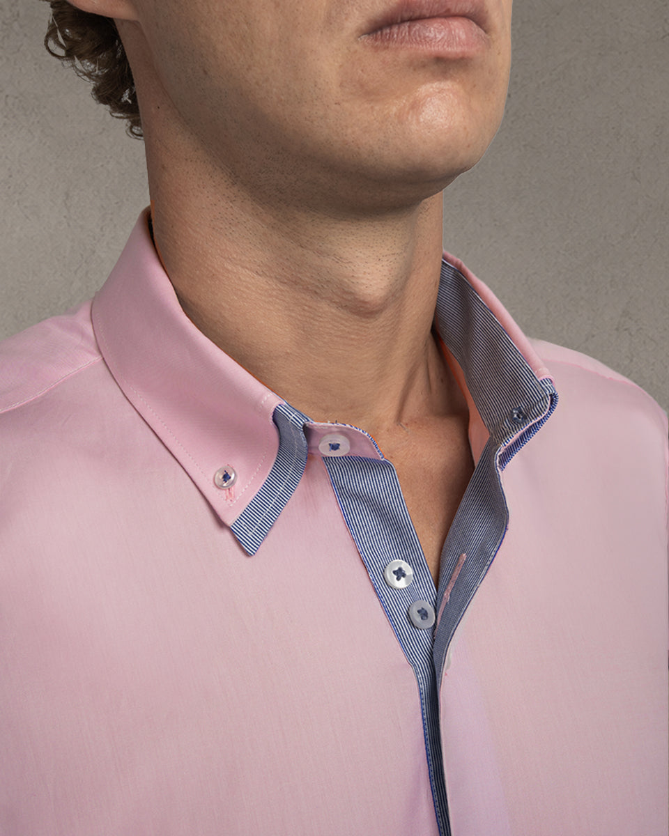 Camisa para Hombre Rosada Milano con Doble Cuello