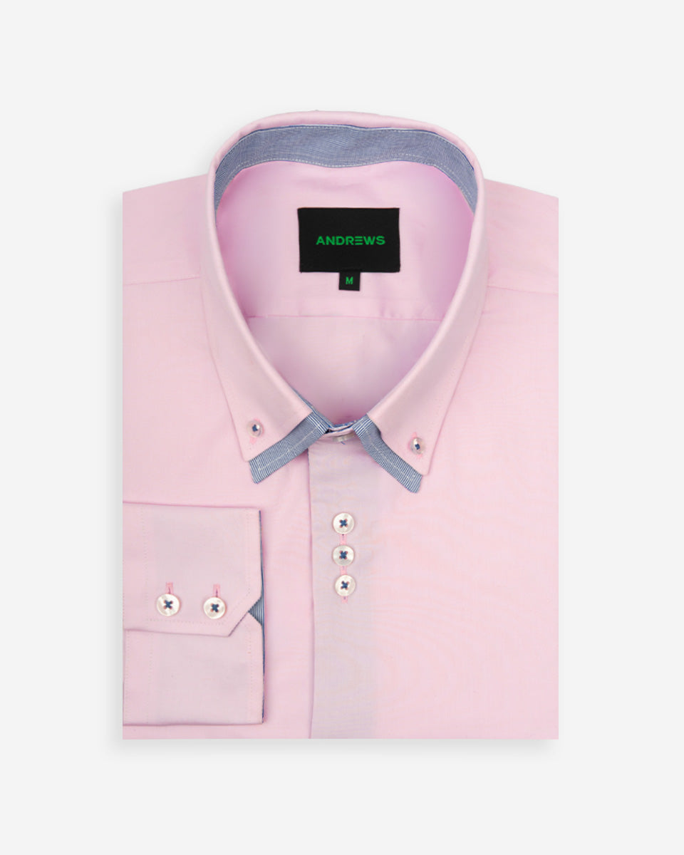 Camisa para Hombre Rosada Milano con Doble Cuello