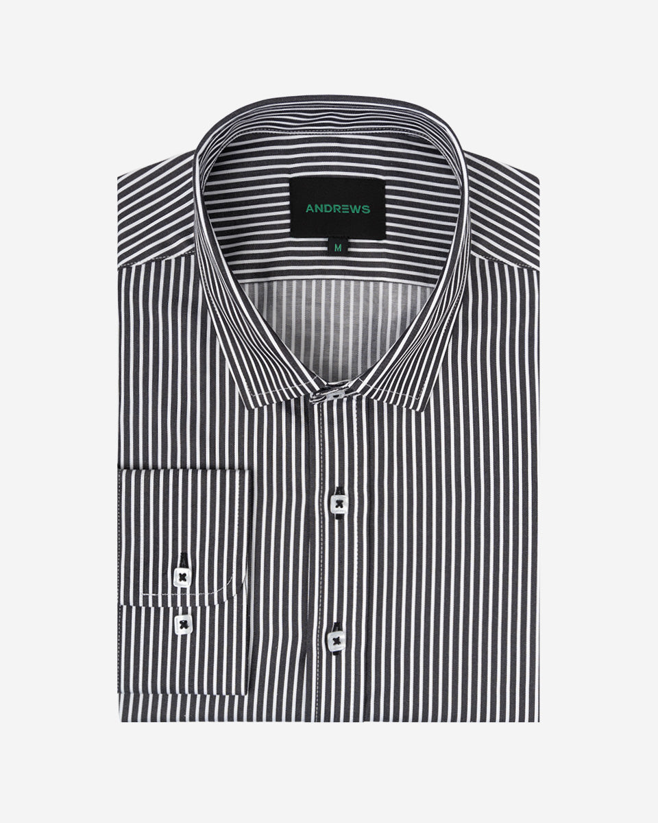 Camisa Casual para Hombre Negro a Rayas - Portofino Collection