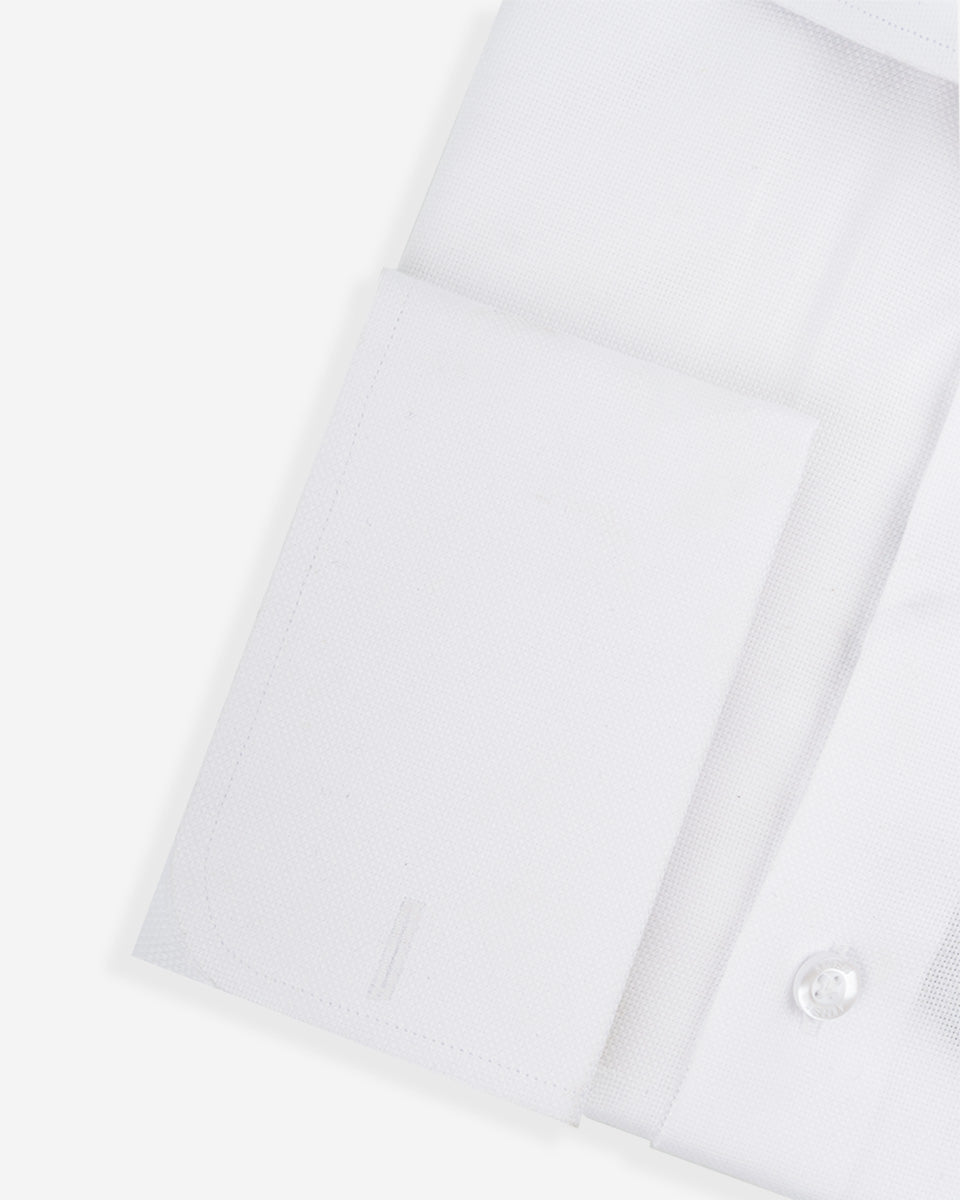 Camisa Vestir Oxford - Cuello Italiano  gemelo redondo regular blanco