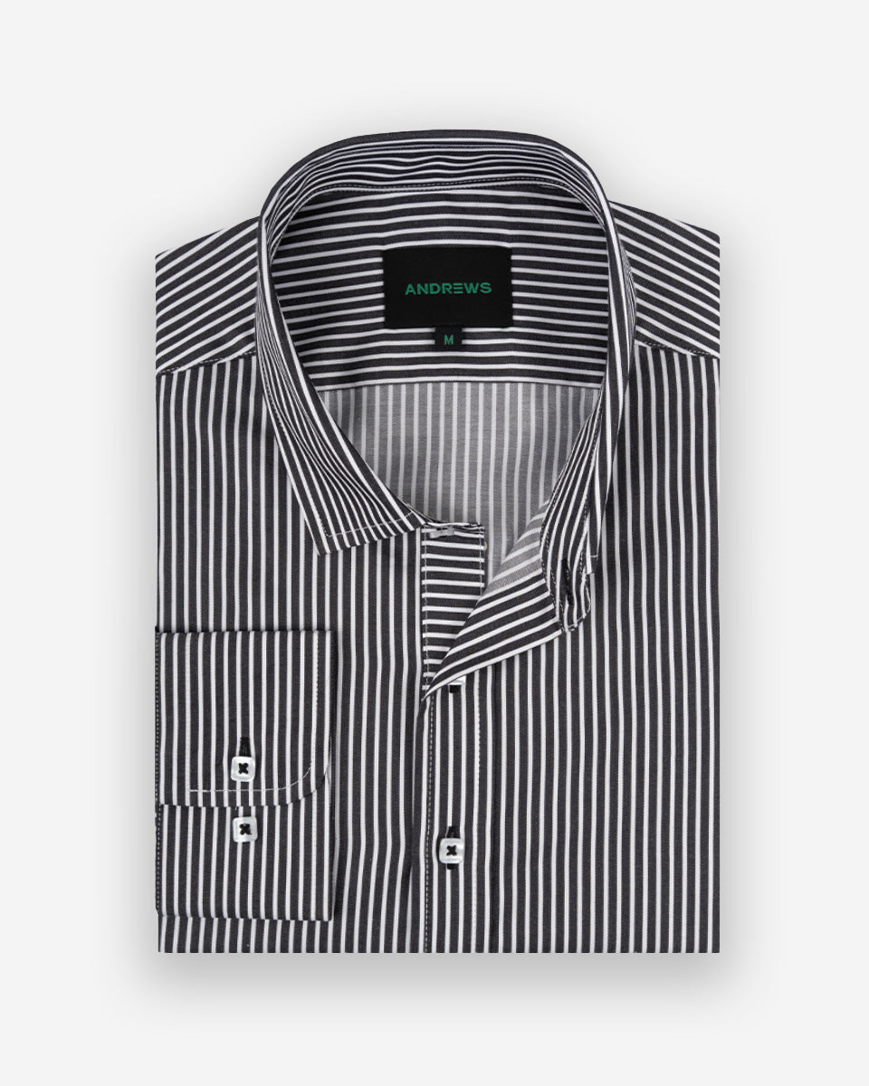Camisa Casual para Hombre Negro a Rayas - Portofino Collection