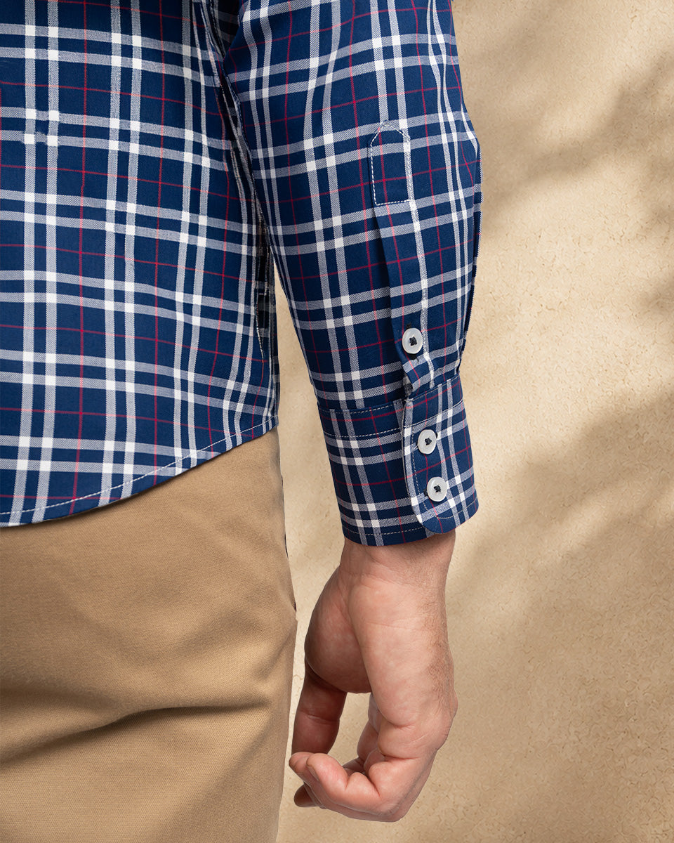 Camisa para Hombre de Algodón Pima Azul a Cuadros | Colección inspirada en Arezzo