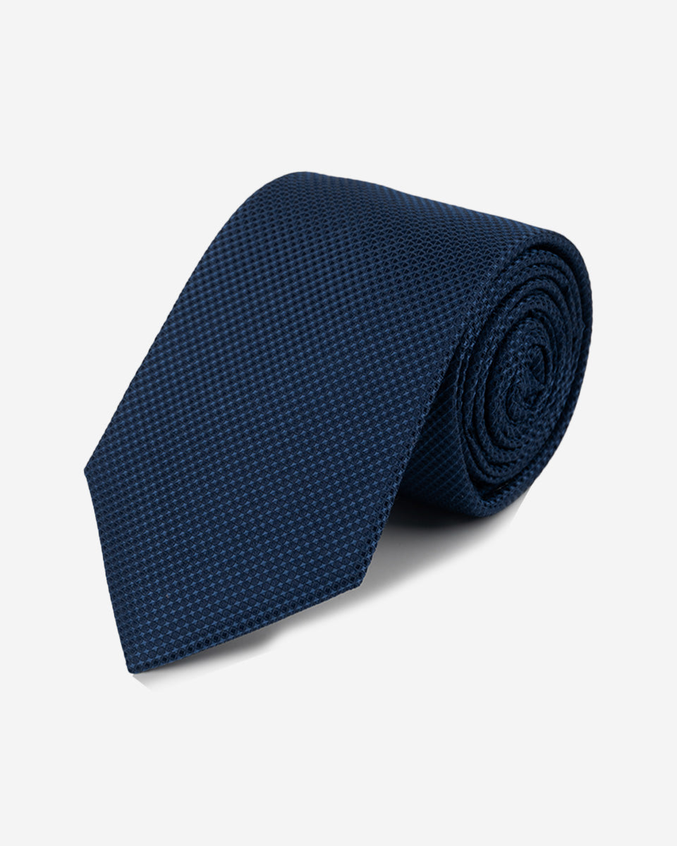 Corbata Color Azul con Diseño de Micro Cuadros