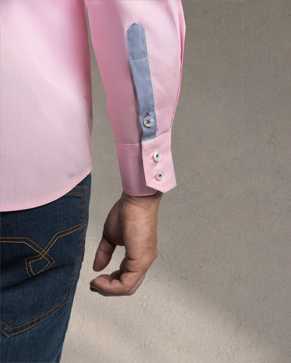 Camisa para Hombre Rosada Milano con Doble Cuello