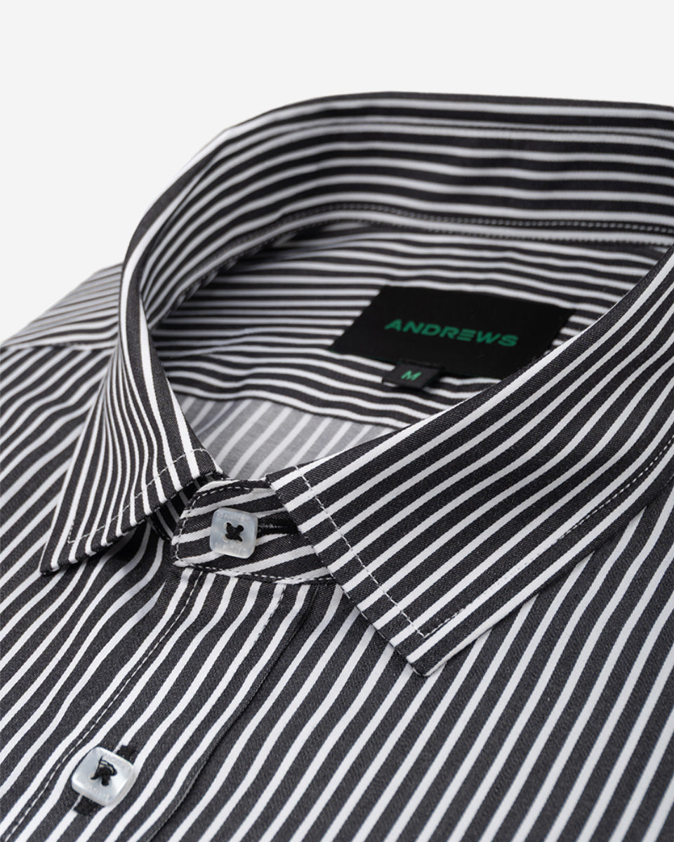 Camisa Casual para Hombre Negro a Rayas - Portofino Collection