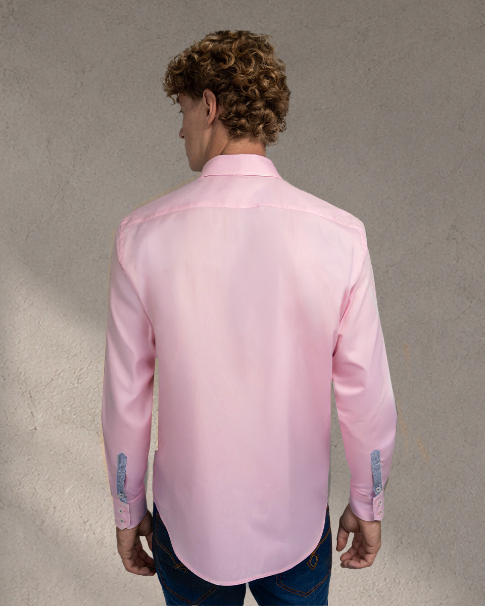 Camisa para Hombre Rosada Milano con Doble Cuello