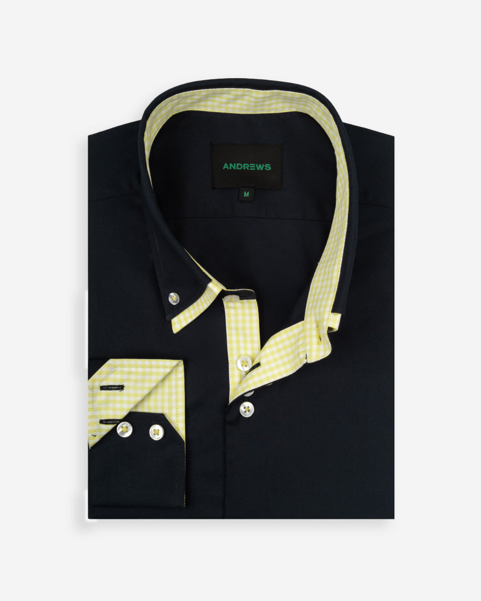 Camisa para Hombre Azul Milano con Doble Cuello