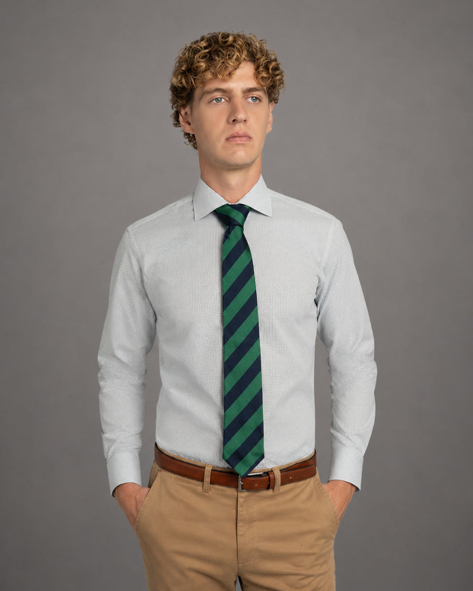 Twill Dress Shirt - Italian Collar, Double Cuff, Regular Fit, White