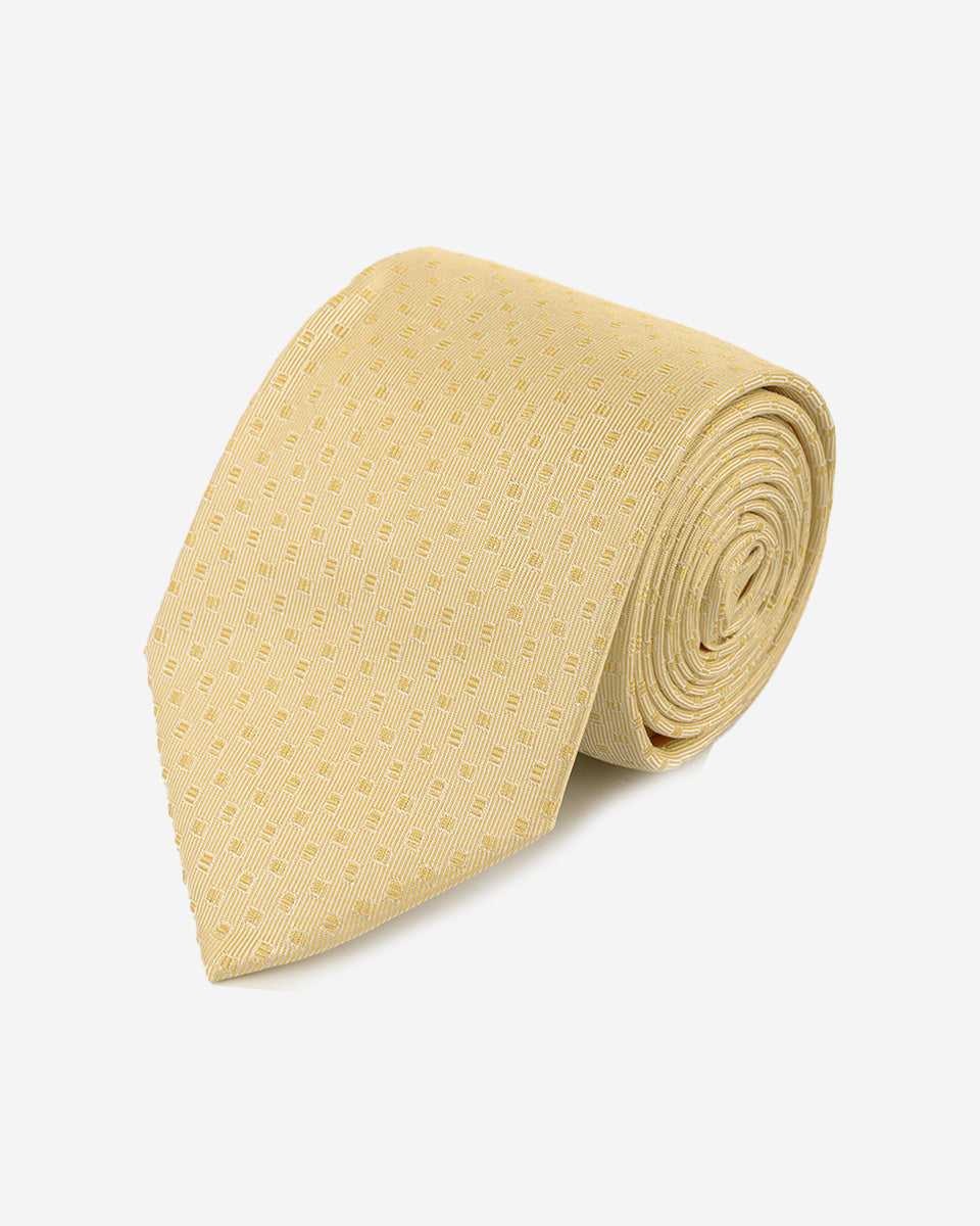 Corbata Color Amarillo con Patrón Geométrico